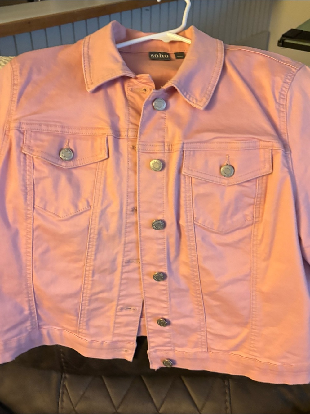 Bebe Pink Short Sleeve Jean Jacket Like New